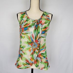 New York & Company Mesh Printed Blouse M